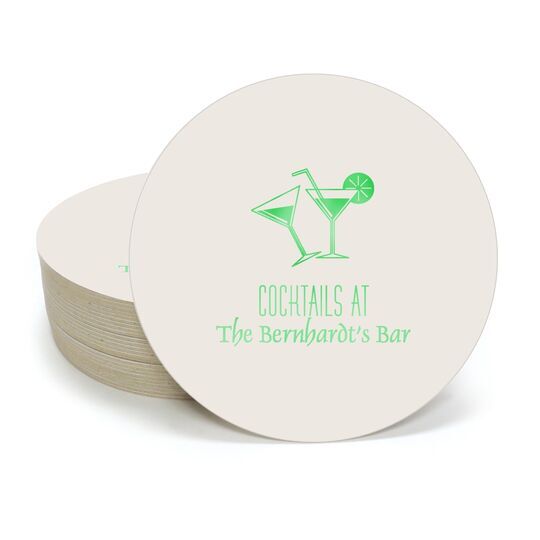 Cocktail Glasses Round Coasters